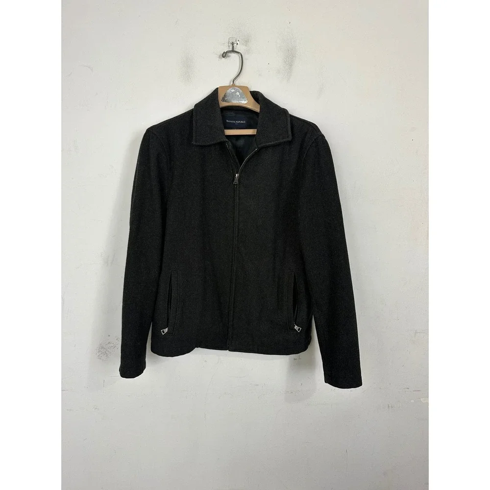 Banana Republic Mens Charcoal Gray Wool Blend Full Zip Jacket Small 783468-00